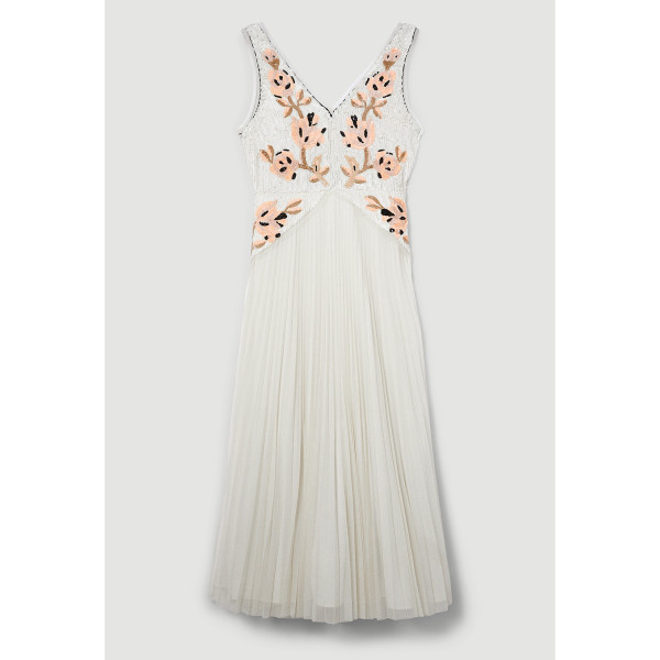 Rent Buy Karen Millen Floral Embellished Pleated Tulle Midi Dress
