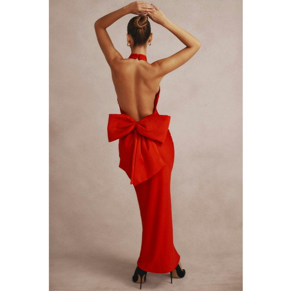 HOUSE OF CB Ilaria Red Bow Halter Dress