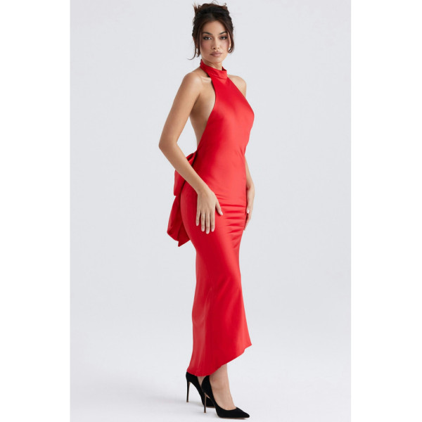 HOUSE OF CB Ilaria Red Bow Halter Dress