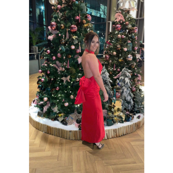 HOUSE OF CB Ilaria Red Bow Halter Dress