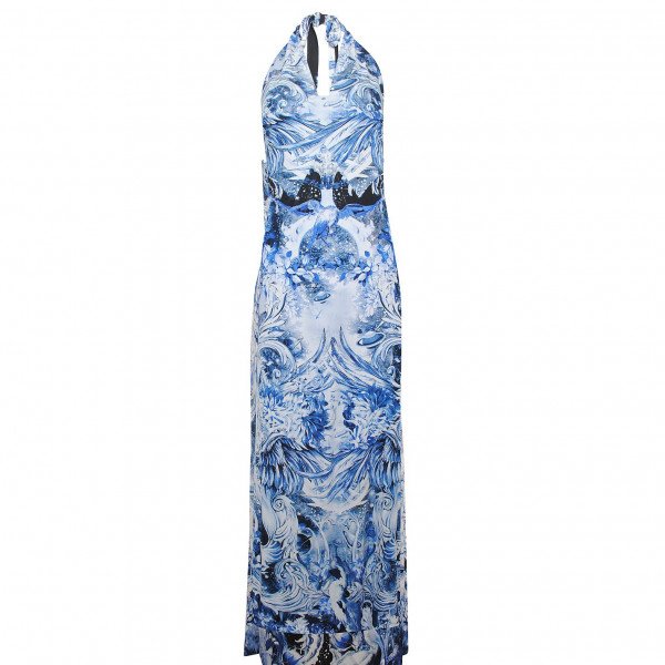 Roberto Cavalli Phoenix-Print Halter Gown