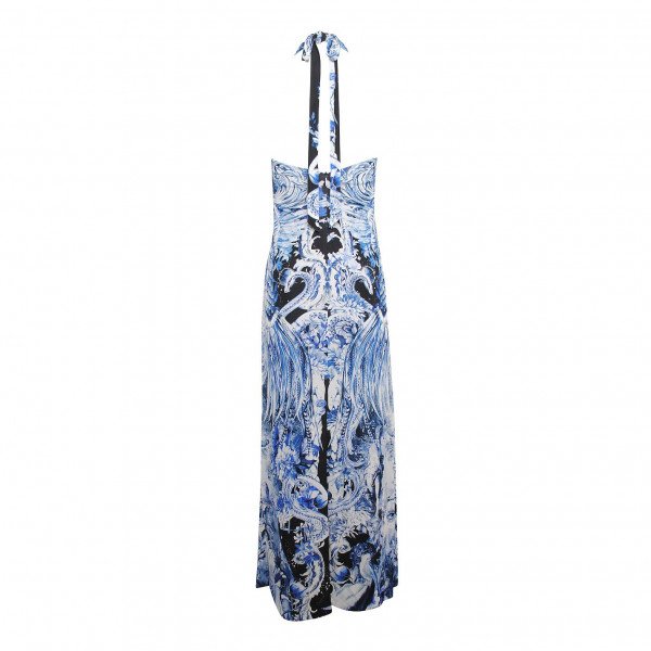 Roberto Cavalli Phoenix-Print Halter Gown