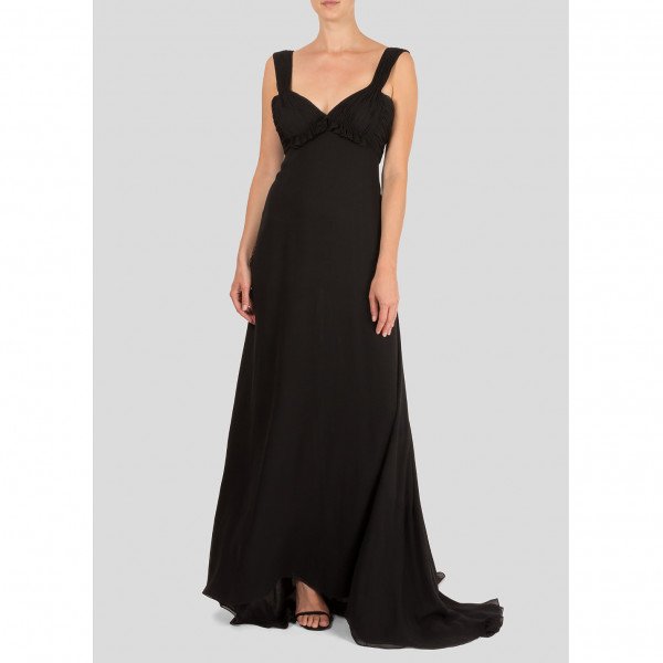 Oscar De La Renta Ruched Sleeveless Gown