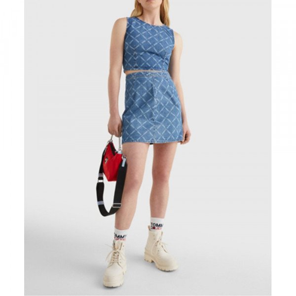 Tommy Hilfiger Monogram Denim Mini Skirt