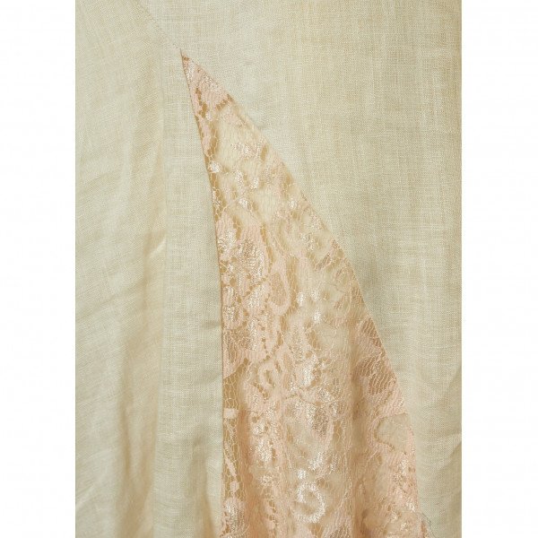 InNiu Lace-Trimmed Linen Midi Skirt