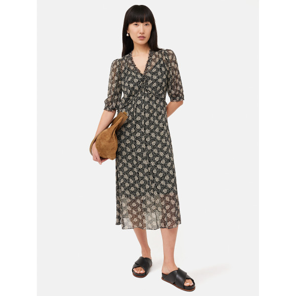 Jigsaw Block Leaf Crinkle Midi Dress