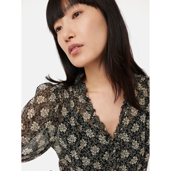 Jigsaw Block Leaf Crinkle Midi Dress