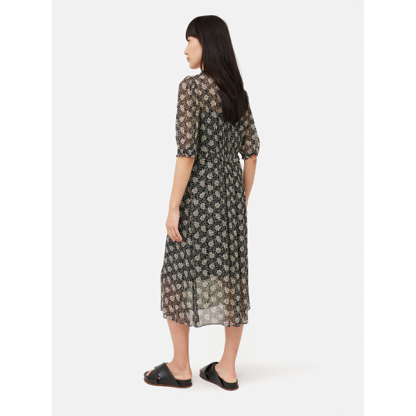 Jigsaw Block Leaf Crinkle Midi Dress