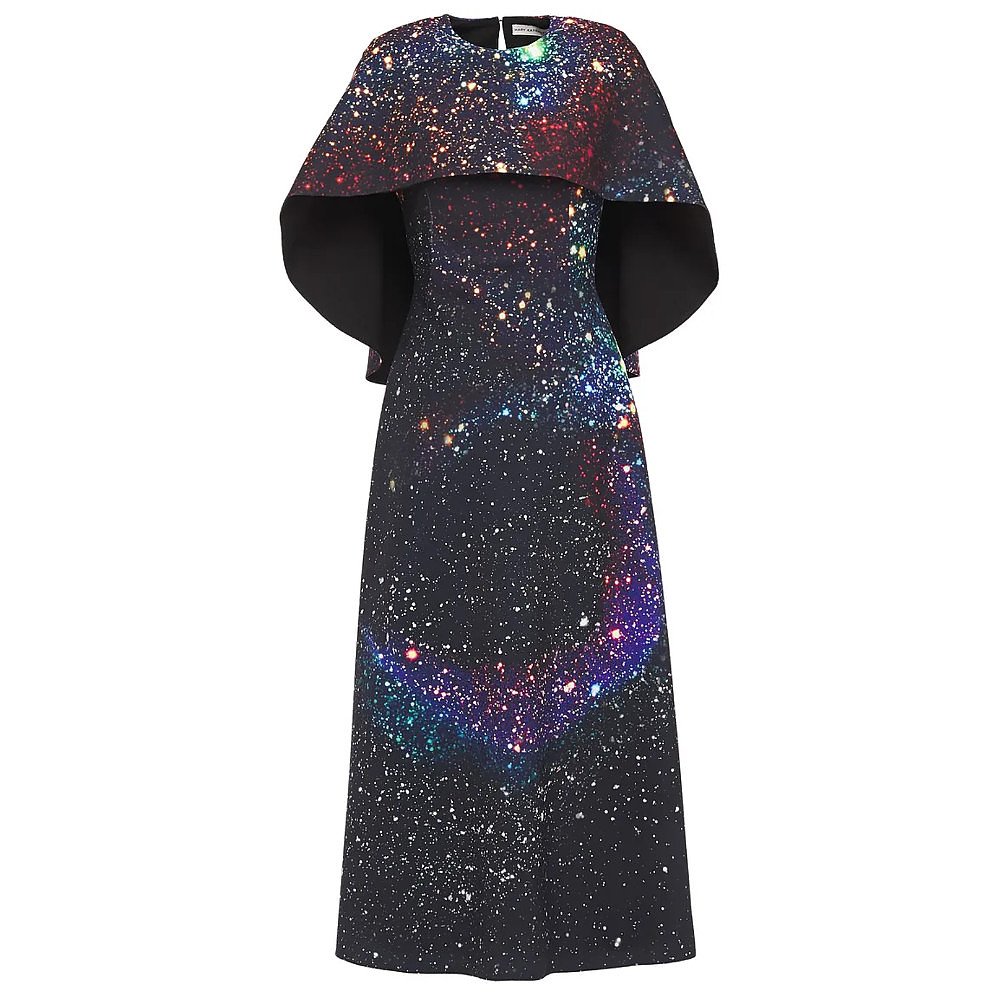 Mary Katrantzou Cape-Effect Galaxy Print Dress