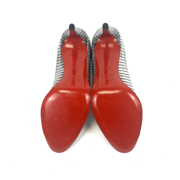 Christian Louboutin Christian Louboutin Metallic Python-Effect Peep-Toe Heels