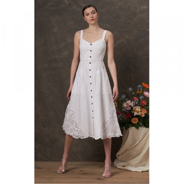 Saloni Embroidered Midi Dress