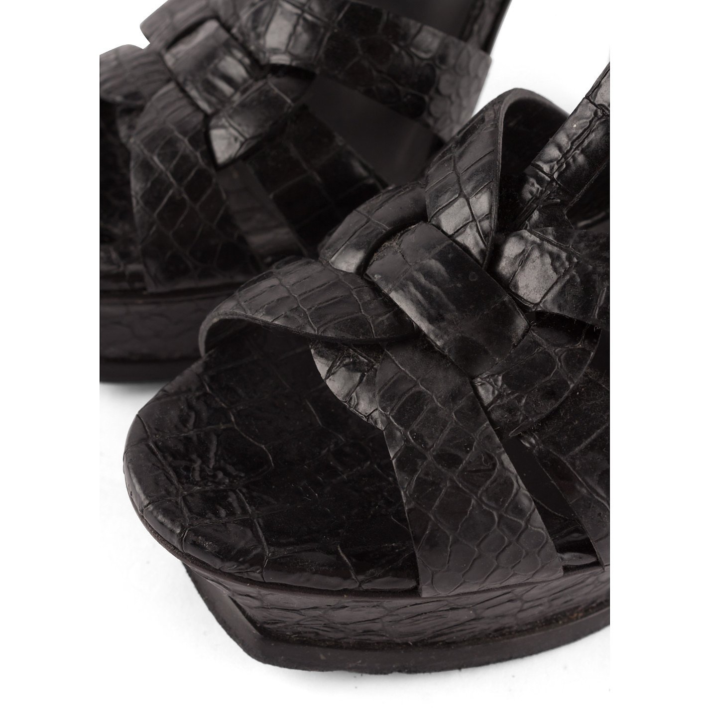 Saint Laurent Tribute Sandals In Croc Print