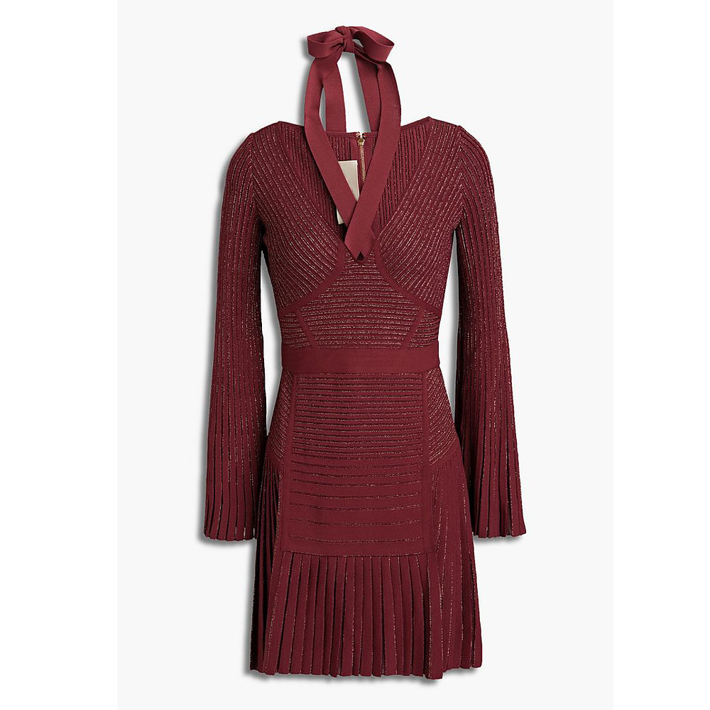 Elie Saab Metallic Weave Bandage Dress