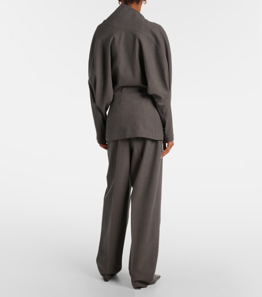 Bottega Veneta Draped Wool-Blend Top in Grey Melange