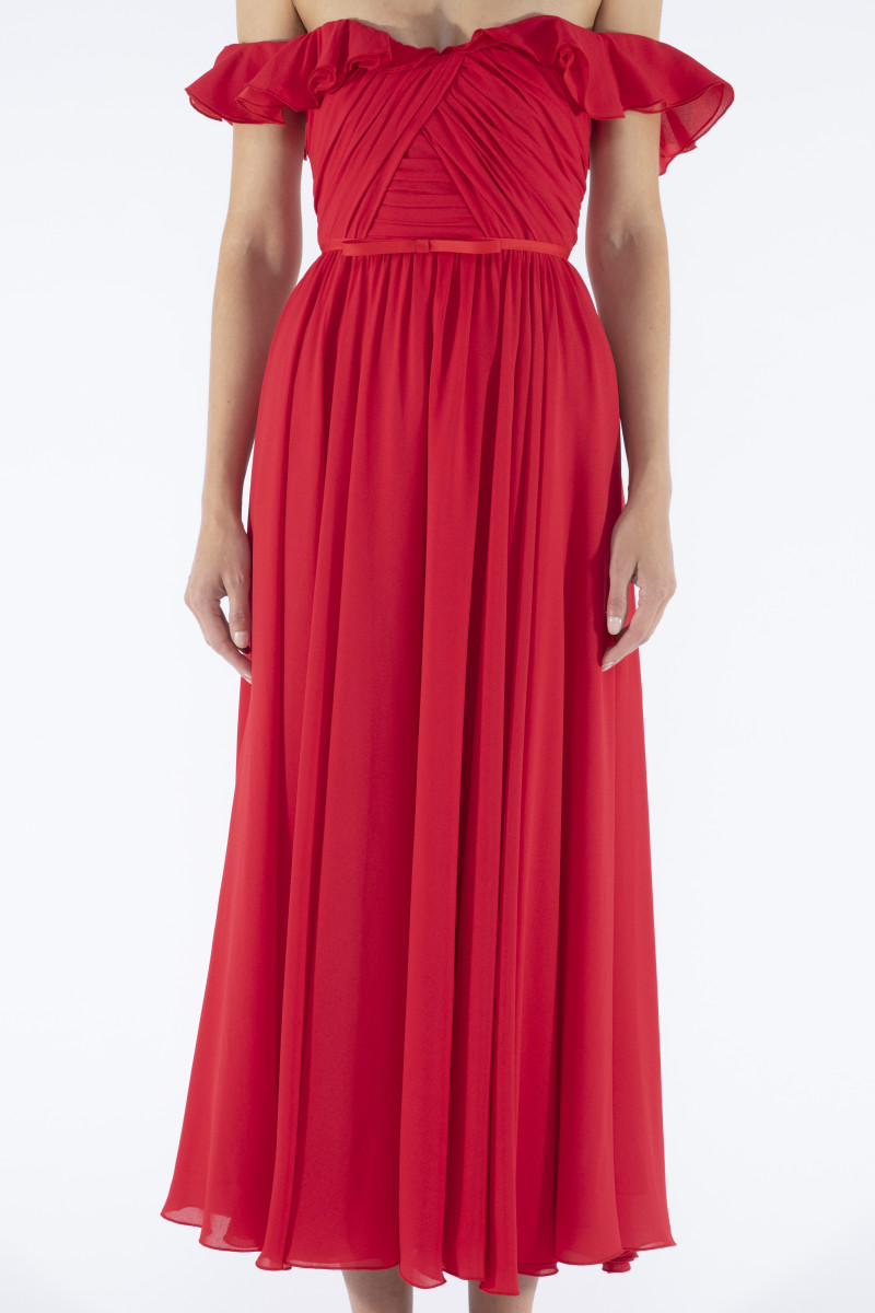 Giambattista Valli Off shoulder draped midi dress