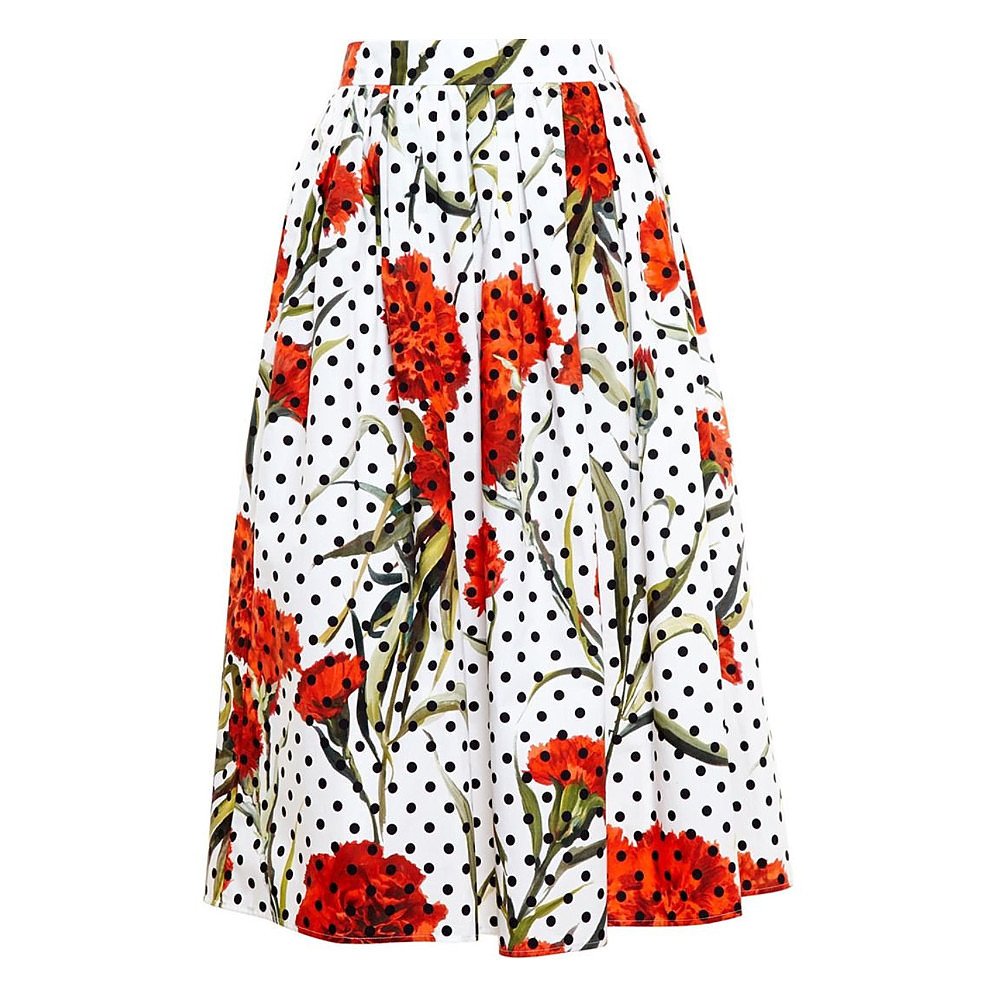 Rent Buy DOLCE & GABBANA Polka Dot Floral Skirt | MY WARDROBE HQ