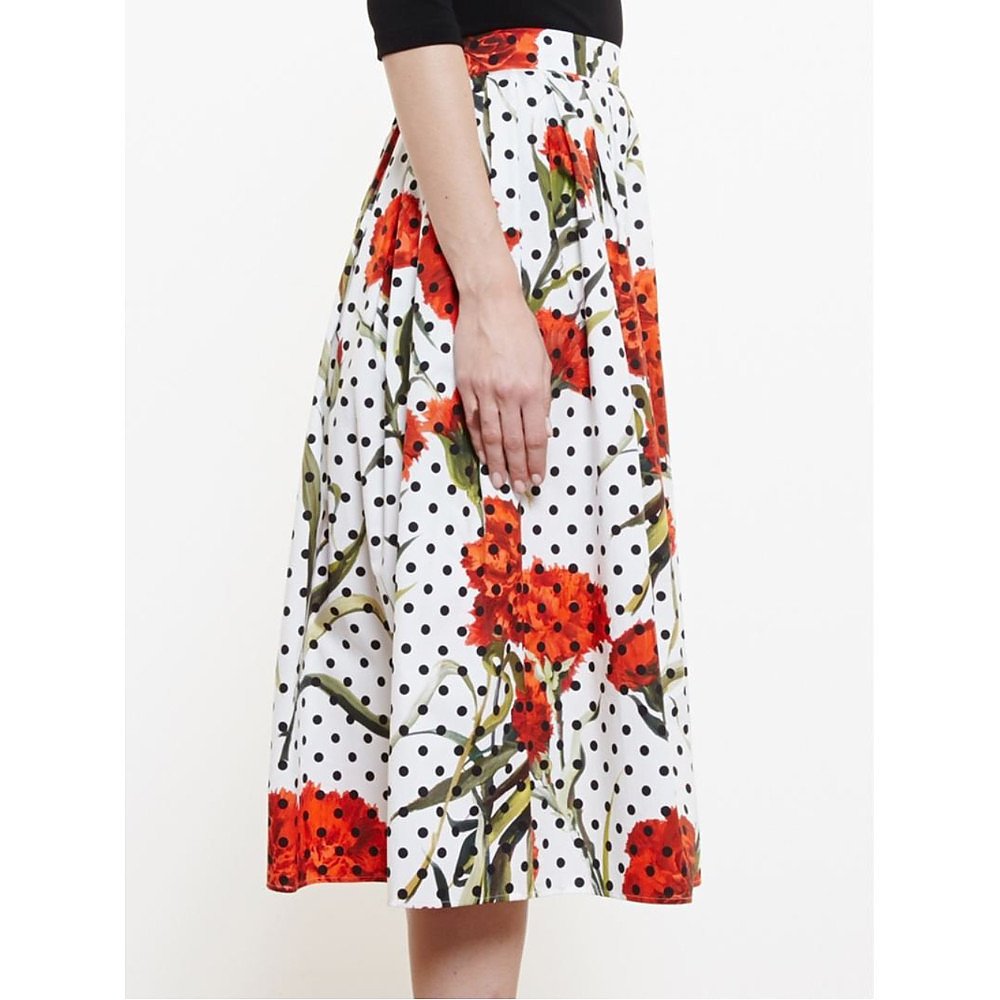 Rent Buy DOLCE & GABBANA Polka Dot Floral Skirt | MY WARDROBE HQ