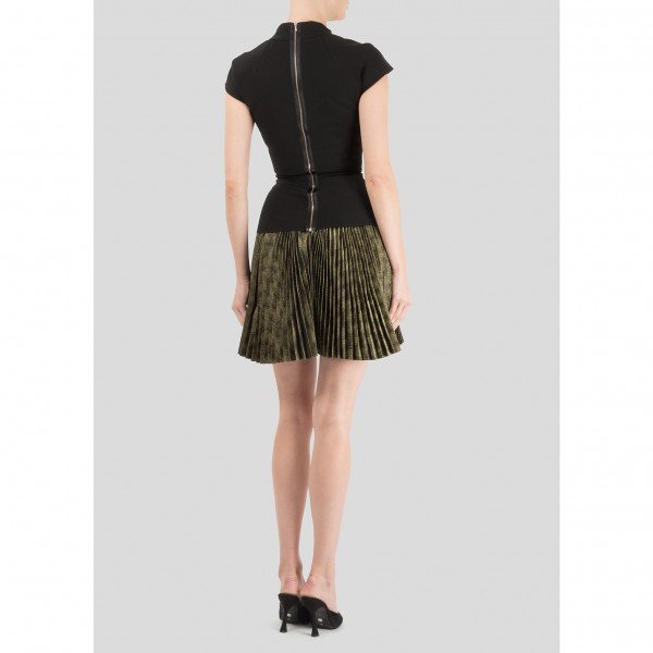 Victoria Beckham Pleated Metallic Skirt Dress