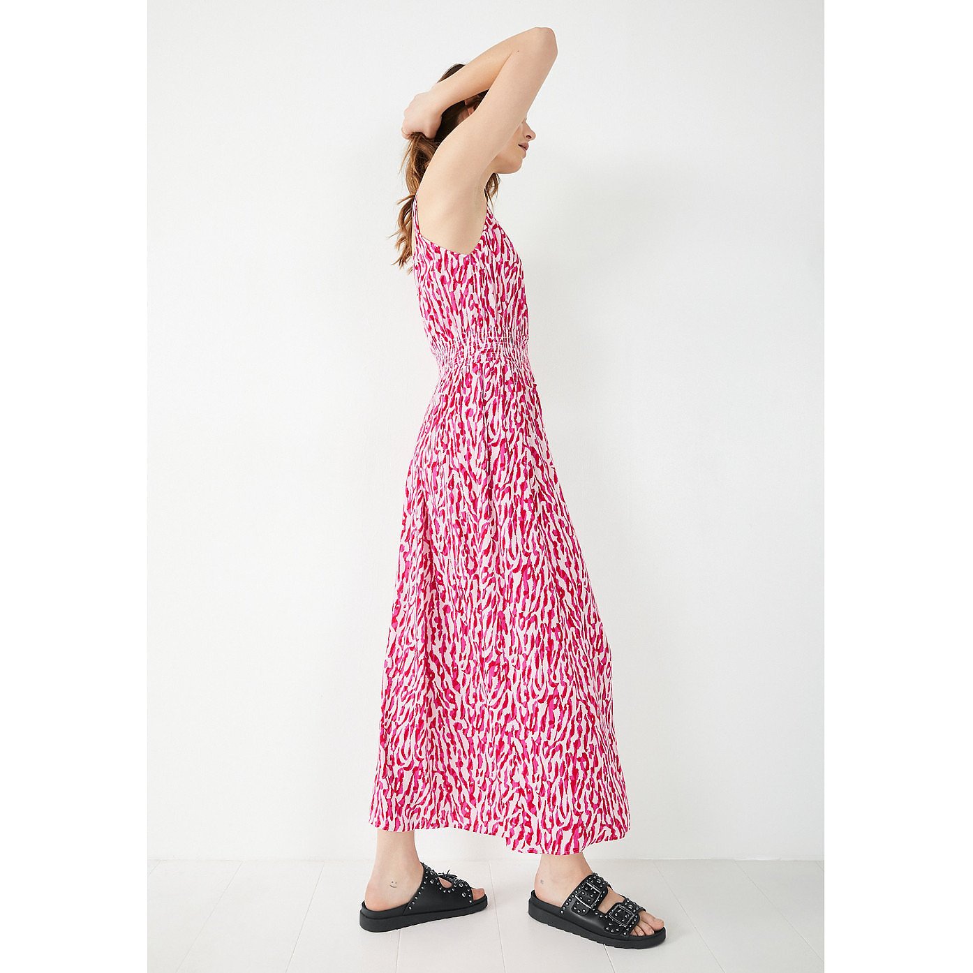 Hush Evelina Shirred Dress In Abstract Animal Print