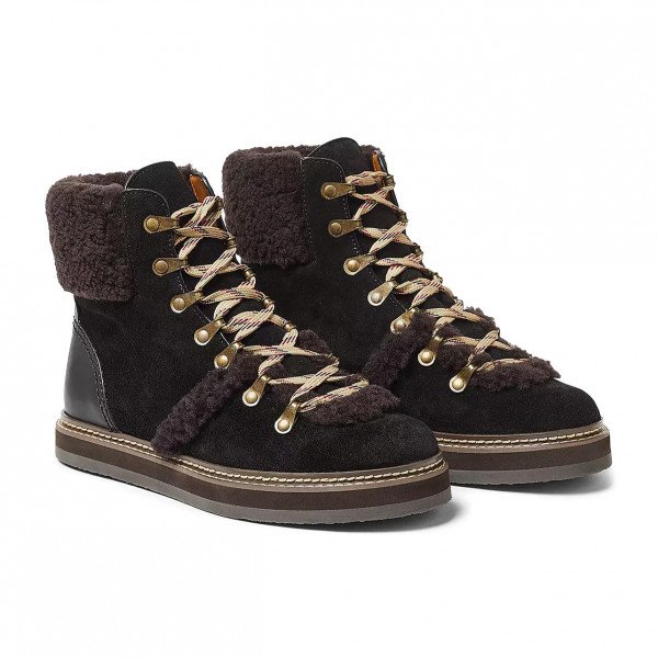 See By Chloé Eileen Suede & Shearling Ankle Boots
