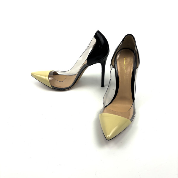 GIANVITO ROSSI Plexi Two-Tone Patent Leather Pumps