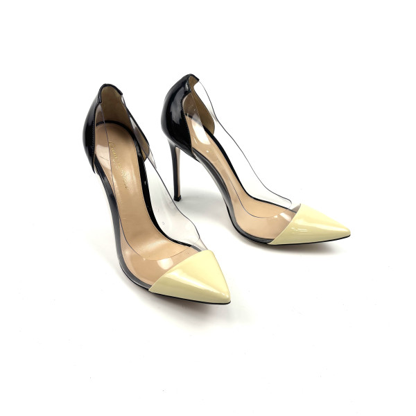 GIANVITO ROSSI Plexi Two-Tone Patent Leather Pumps