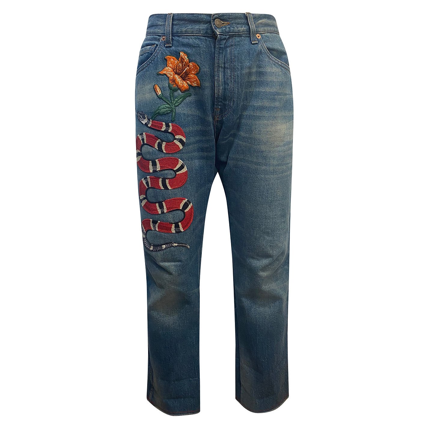 gucci snake jeans