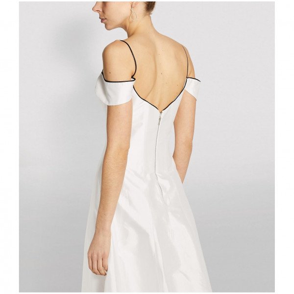 Rasario Silk Off-The-Shoulder Midi Dress