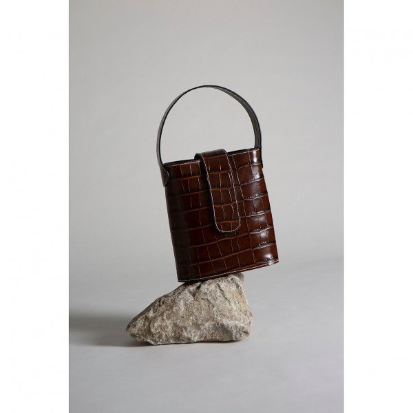 C.Nicol Holly Mini Croc-Stamped Bucket Bag
