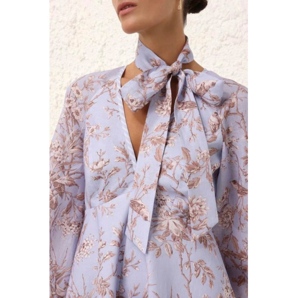 ZIMMERMANN Tie Neck Mini Dress