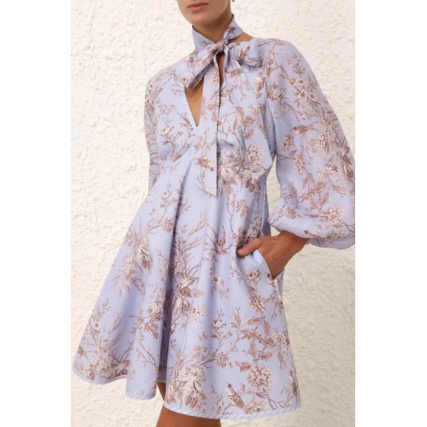 ZIMMERMANN Tie Neck Mini Dress
