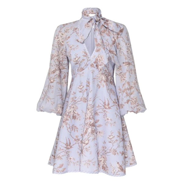 Rent Buy ZIMMERMANN Tie Neck Mini Dress | MY WARDROBE HQ