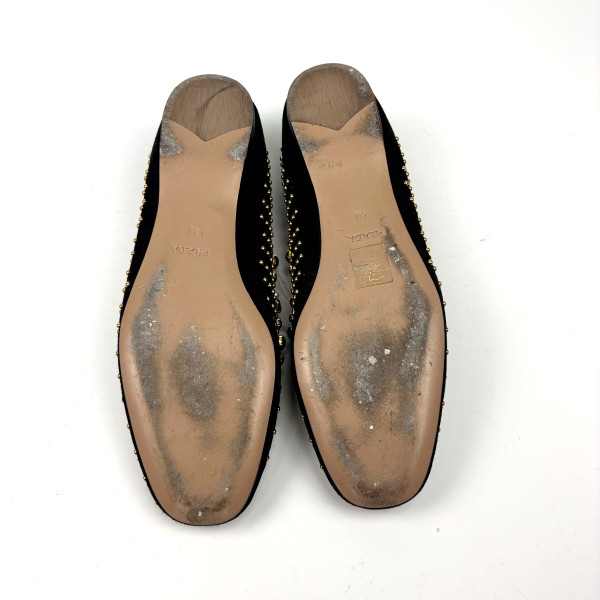 PRADA Prada Black Suede Studded Loafer Flats