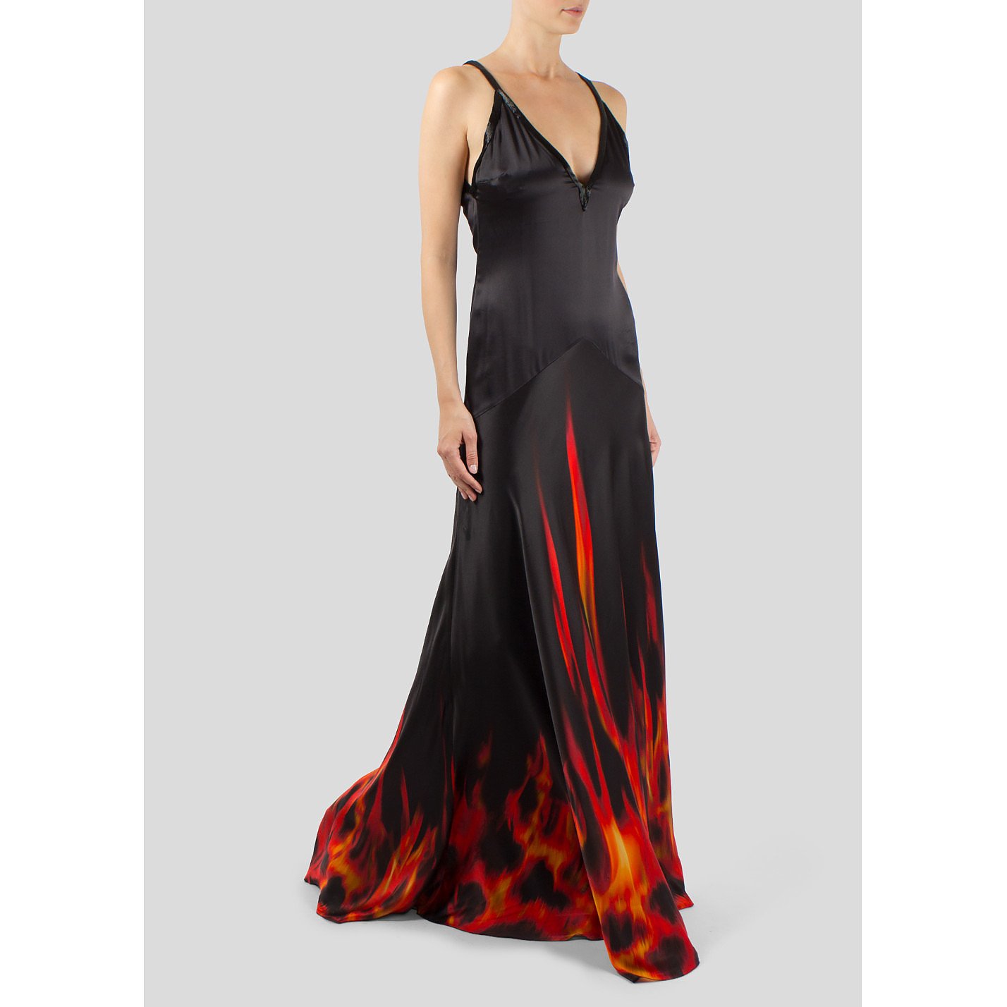 Roberto Cavalli Fire Print Silk Gown