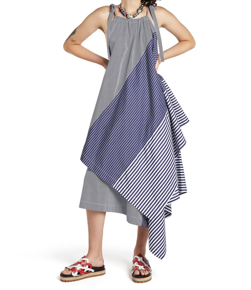 Colville  Lace Up Dress with Blue White Stripe