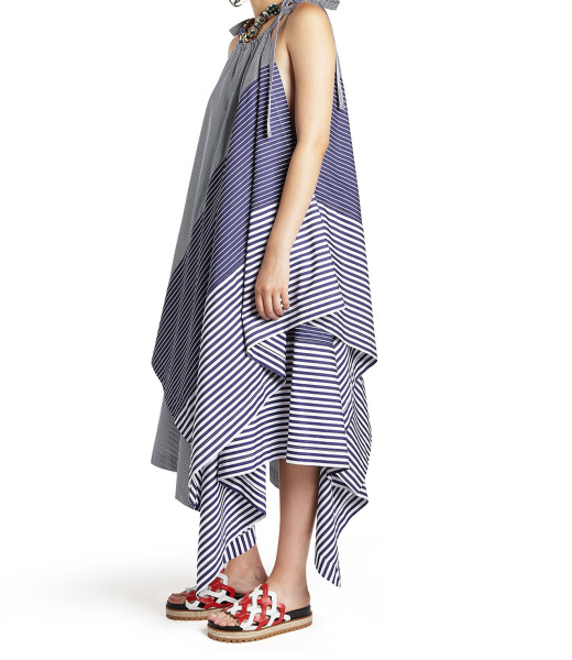 Colville  Lace Up Dress with Blue White Stripe