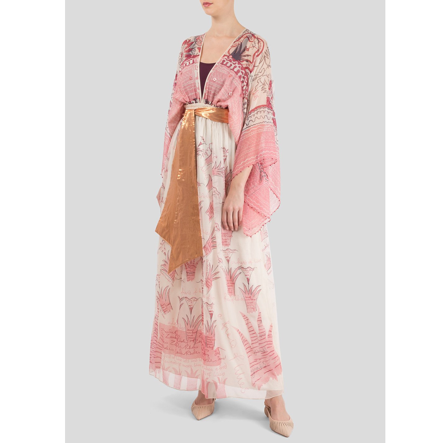 Zandra Rhodes Silk-Chiffon Pearl Maxi Dress