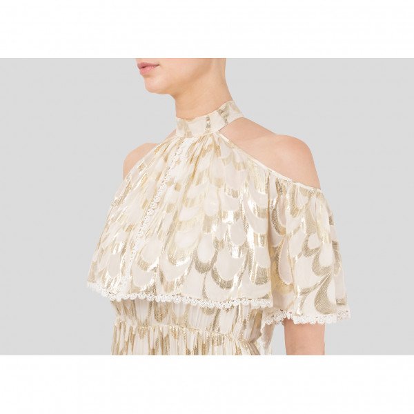 Temperley London Metallic Off-The-Shoulder Gown