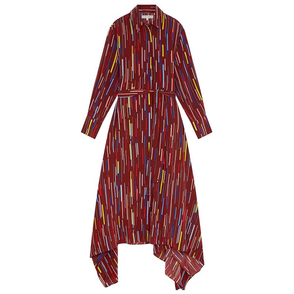 Chinti and Parker Berry Verticals Silk Crepe De Chine Dress