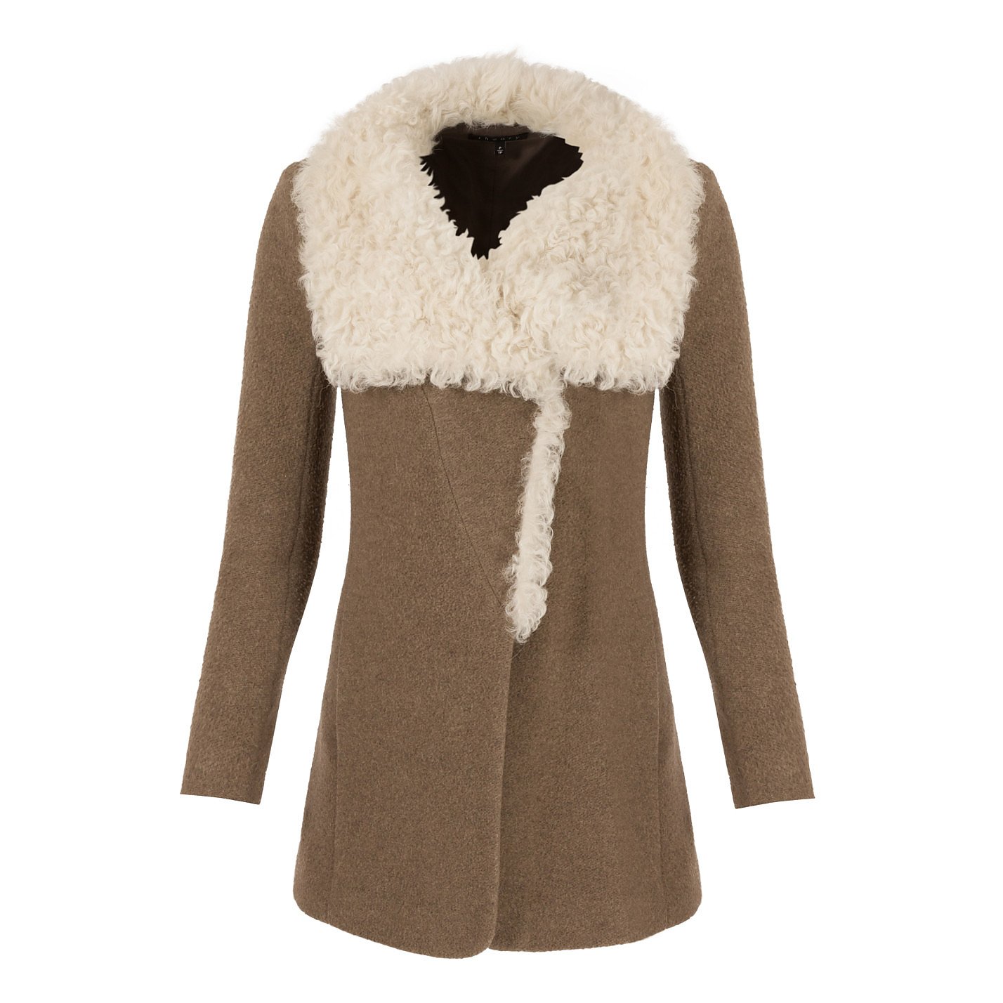 Theory Wool Coat With Fur Collar
