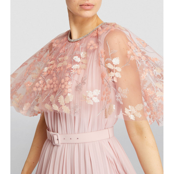 Self-Portrait Chiffon Blossom Sequin Maxi Dress