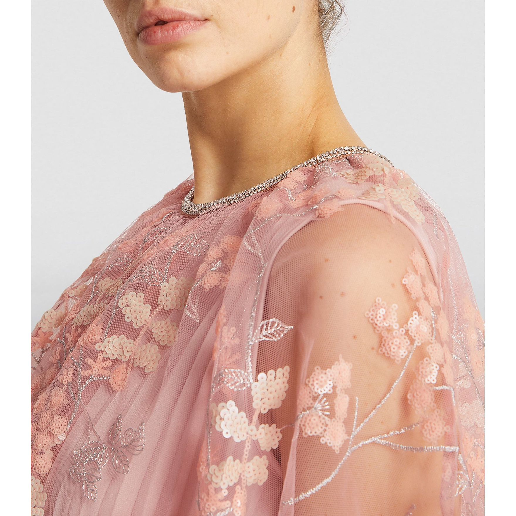 Self-Portrait Chiffon Blossom Sequin Maxi Dress