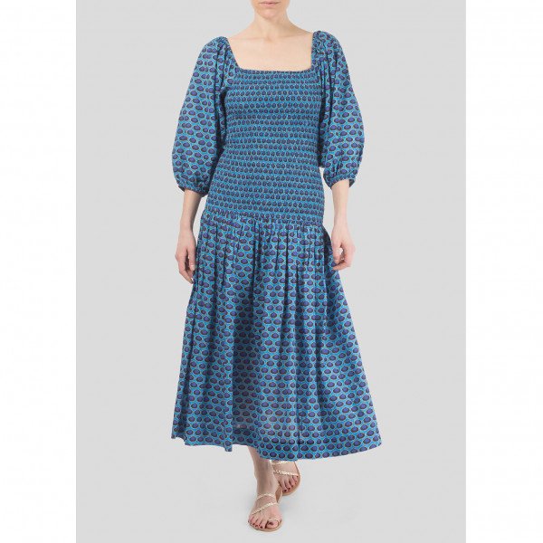 RHODE Harper Abstract-Print Cotton Midi Dress