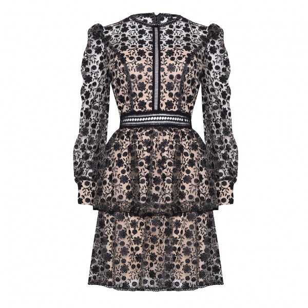 True Decadence Embroidered Cut Work Mini Dress