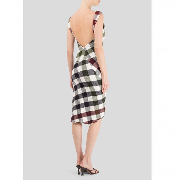 Victoria Beckham Checkered  Dress with Cut Out Hem