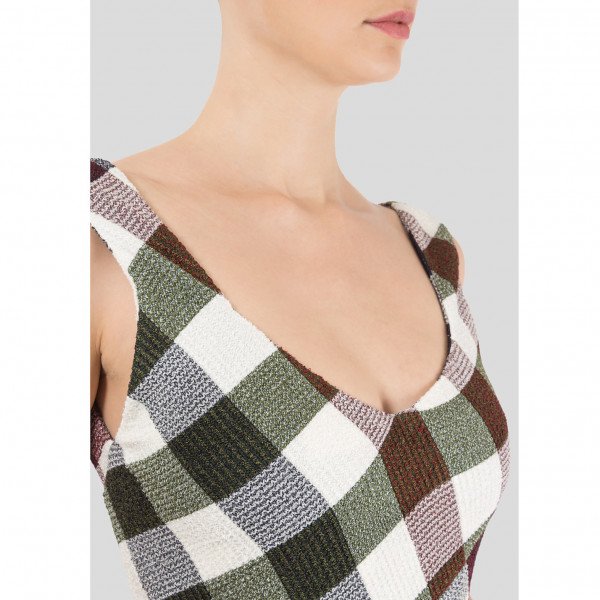 Victoria Beckham Checkered  Dress with Cut Out Hem