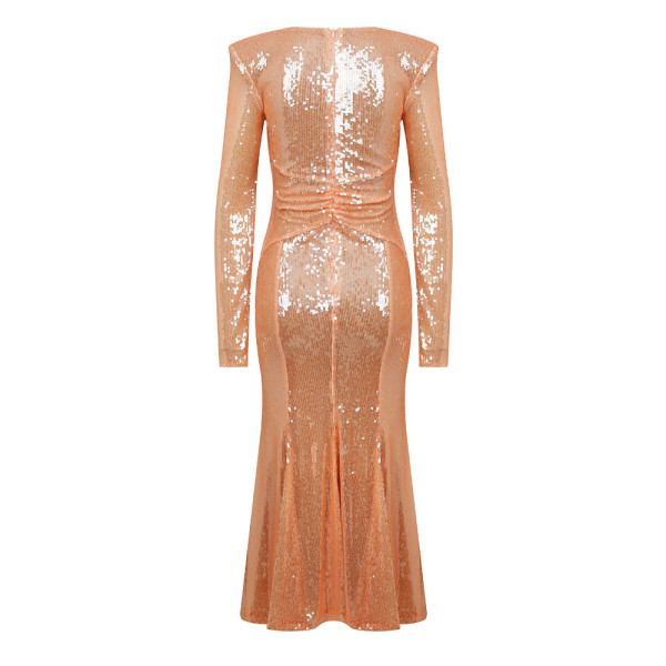 Melis Kaptanoglu Salmon Le Fleur Sequine Dress