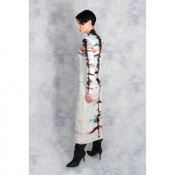 Riona Treacy Silk Shibori Turtleneck Dress