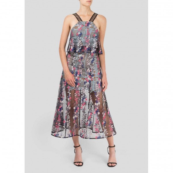 Self-Portrait Floral Vine Embroidered Dress