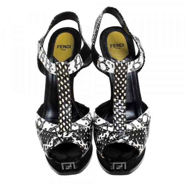 Fendi Multicolour Python-Embossed Leather Platform Sandals